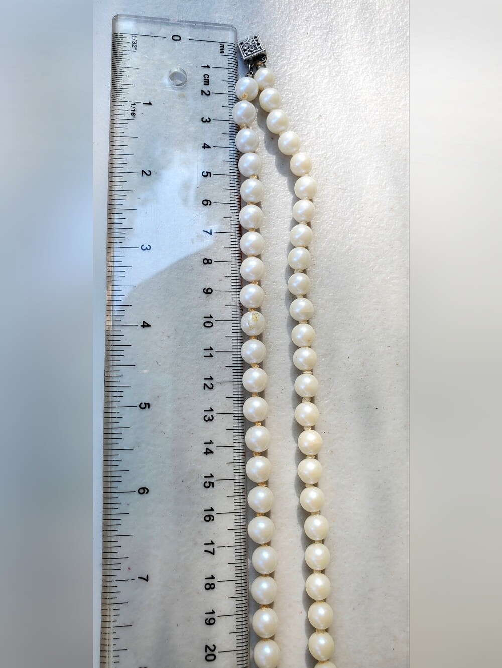 Vintage Double Strand Faux Pearl Necklace with Sterling Silver Clasp - Picture 5 of 6